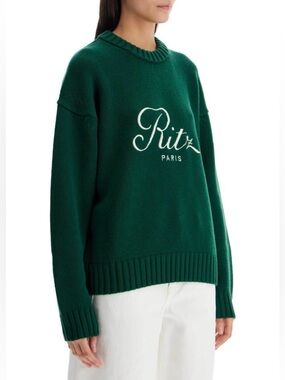 Frame Denim Green 'Ritz Paris' Cashmere Crewneck Sweater